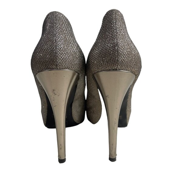 Guess Women's Gold Glitter Multi Fabric Peep Toe Pumps Sz 10M - Original Box - Picture 5 of 12